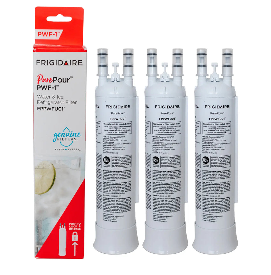 Frigidaire FPPWFU01 PurePour PWF-1 Refrigerator Water Filter, 3 pack