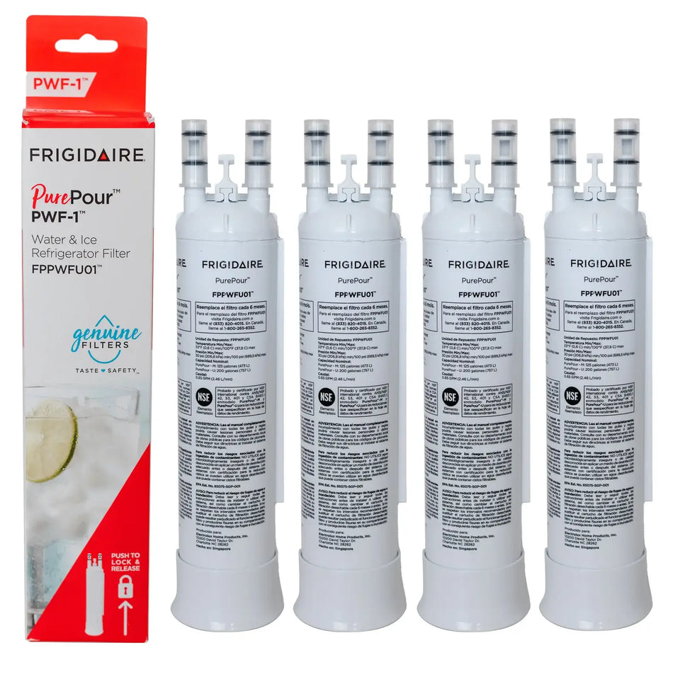 Frigidaire FPPWFU01 PurePour PWF-1 Refrigerator Water Filter, 4 pack